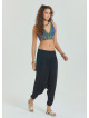 Black Women's Shalwar with Gimp Detailed Elastic Pocket on the Leg 4480